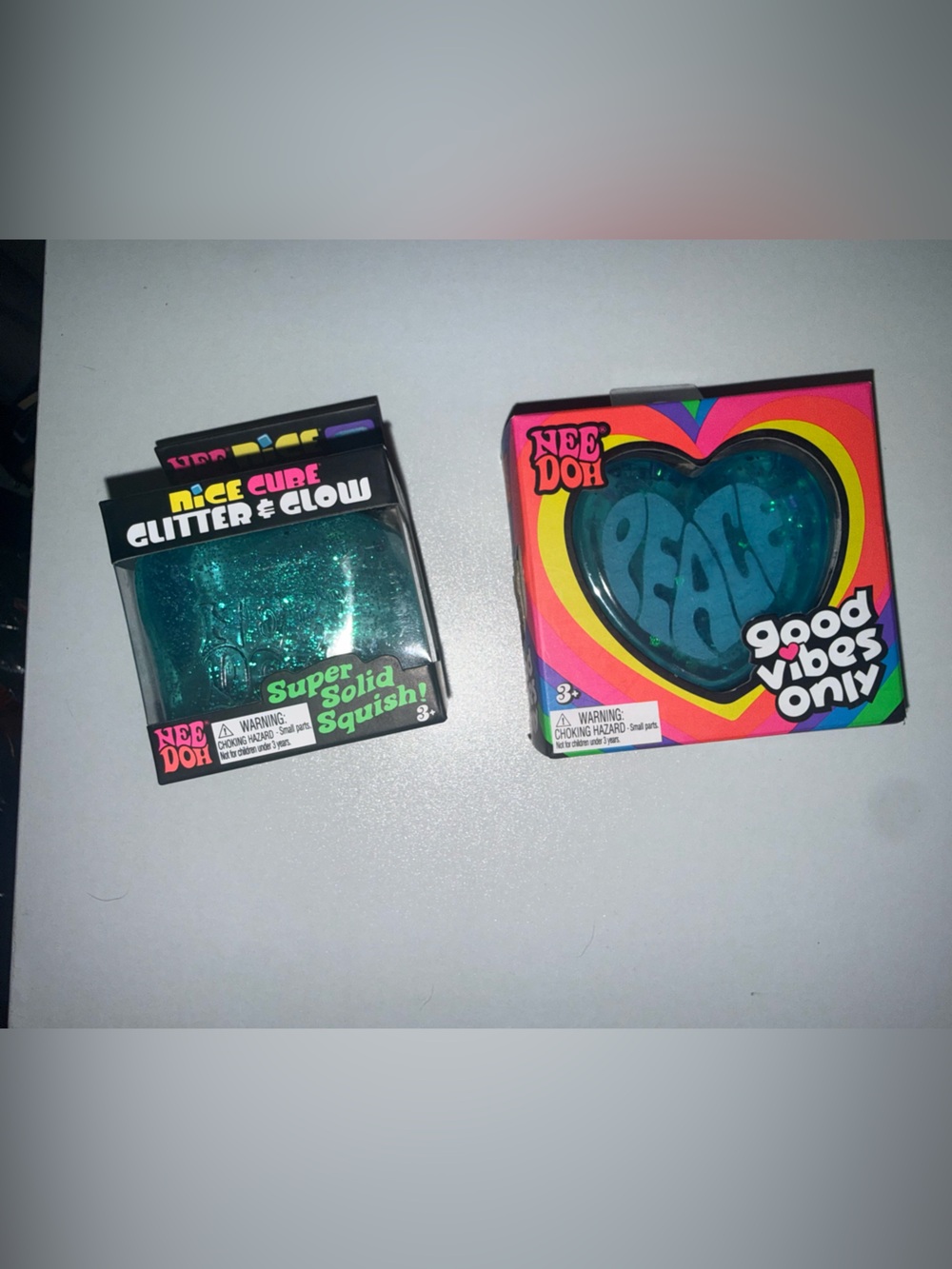 Needoh Blue Glitter Bundle - Good Vibes Only Heart & Glitter and Glow Cube